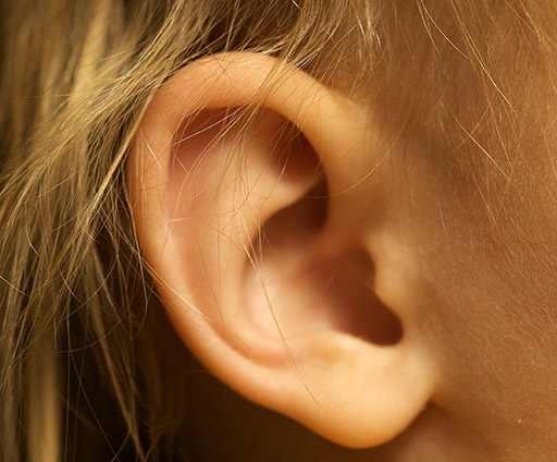 close up of a person's ear
